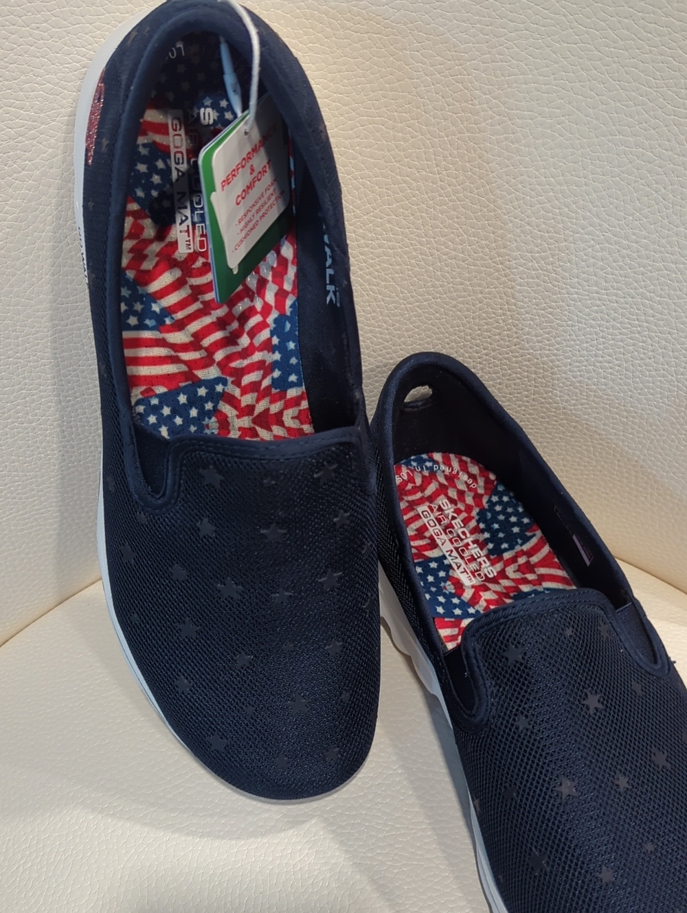 Skechers Go Walk Travel Navy Slip-On Women's Flats with White Sole - Picture 4 of 4